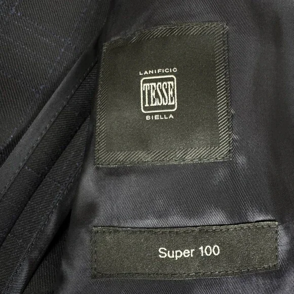 Hugo Boss Janson 6 Lanificio Tesse Biella Wool Navy Blue 2 Button Blazer Sz 42R - Picture 8 of 16